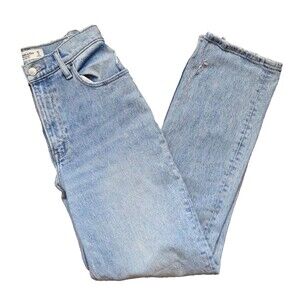 Abercrombie & Fitch Curve Love ’90s Straight Jeans 25 Ultra High Rise Light Wash